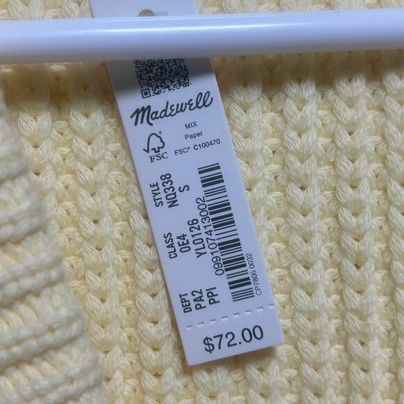 Madewell Women's Button Front Cutaway Yellow Sweater Vest S Small New - Picture 7 of 9